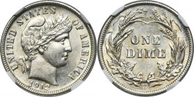 USA, 1 Dime Denver 1912 D - Barber - NGC UNC DETAILS