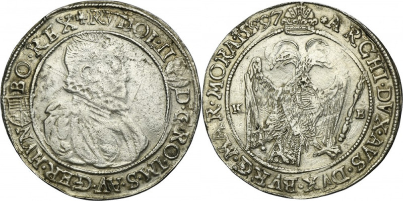 Hungary, Rudolf II, Thaler Kremnitz 1597 KB Variety with letters KB, mint mark o...