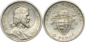 Hungary, Miklós Horthy, 5 Pengö Budapest 1938 BP