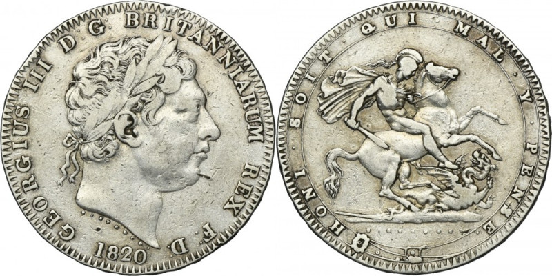 Great Britain, Geogre III, 1 Crown London 1820 Silver '900'. 
 Diameter 38 mm, ...