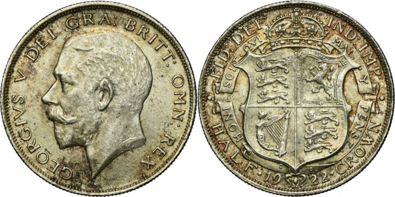 Great Britain, George V, 1/2 Crown London 1922 Silver '500'. Attractive coin tha...
