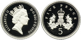 Great Britain, Elizabeth II, 5 Pence 1990 - PIEDFORT