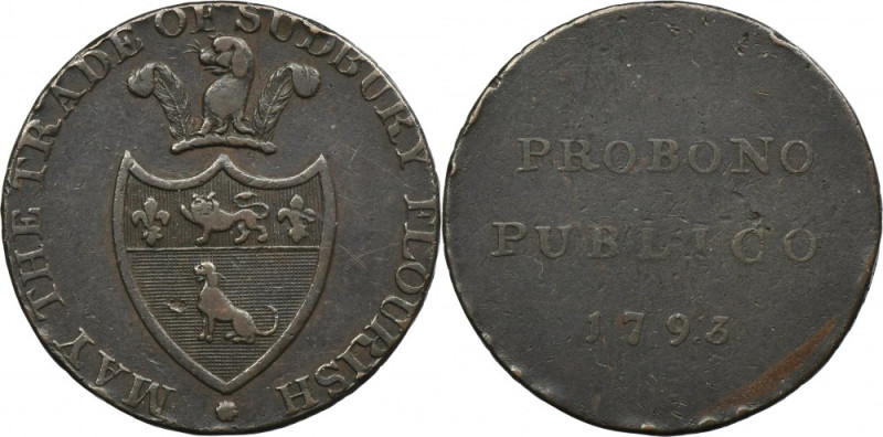 Great Britain, Token 1/2 Penny Suffolk 1793 British copper token from 1793 with ...