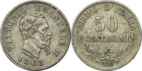 Italy, Victor Emmanuel II, 50 Centesimi Turin 1863 T BN