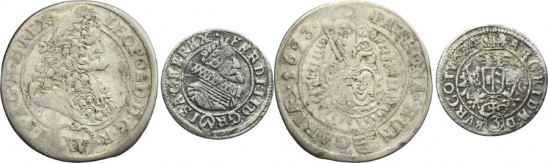 Lot, Austria and Hungary, 3 Kreuzer and 15 Kreuzer (2 pcs.) Lot of two coins: - ...