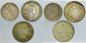 Lot, Austria and Hungary, Ferdinand I and Franz Joseph I, 20 Kreuzer and 1/4 Florin (3 pcs.)