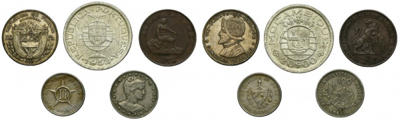 Set, Brazil, Spain, Portugal and Cuba, Mix of coins (5 pcs.) Set of five coins, ...