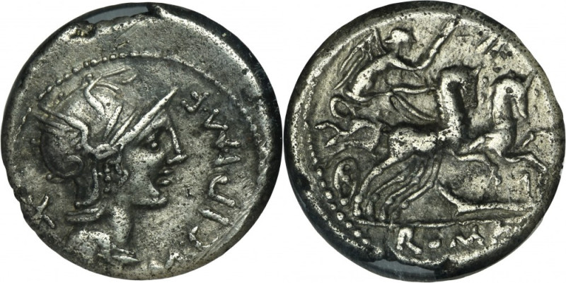 Roman Republic, M. Cipius M. f., Denarius 115 BC Coin in slab GCN graded XF40. R...