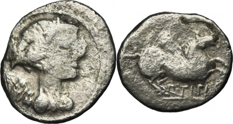 Roman Republic, Titius, Quinarius 90 BC Nice denarius minted in Rome in 90 BC by...