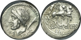 Roman Republic, L. and C. Memmius L. f. Galeria, Denarius 87 pne