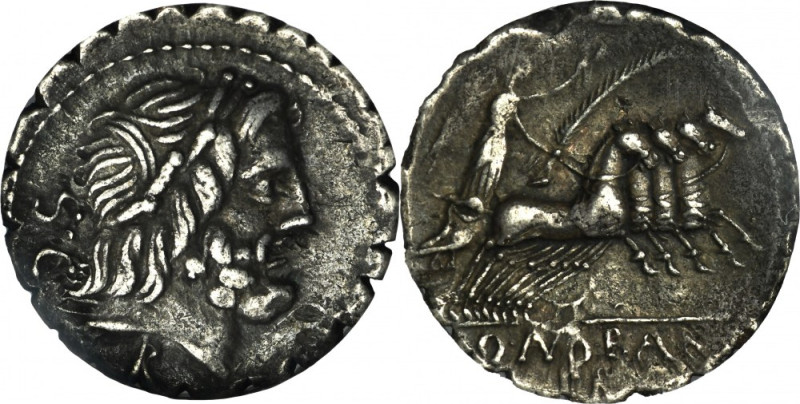 Roman Republic, Q. Antonius Balbus, Denarius serratus 83 BC Coin in slab GCN gra...