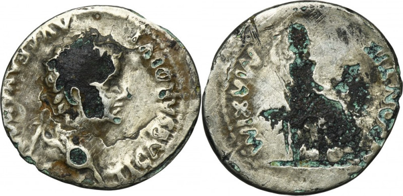 Roman Imperial, Tiberius, Denarius subaeratus Denarius subaeratus with Livia as ...
