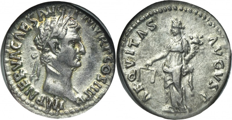 Roman Imperial, Nerva, Denarius Very nice Nerva denarius in slab GCN graded AU50...