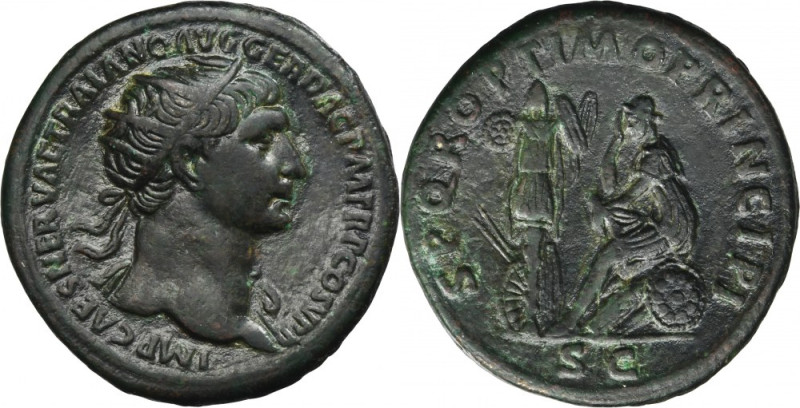 Roman Imperial, Trajan, Dupondius Very nice dupondius of Emperor Trajan commemor...