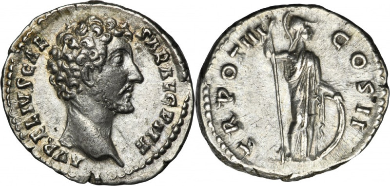 Roman Imperial, Marcus Aurelius, Denarius Beautiful, mint state denarius of Marc...