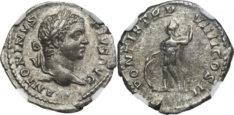 Roman Imperial, Caracalla, Denarius - NGC AU - ex. The Seven Hills Hoard Ex. The...