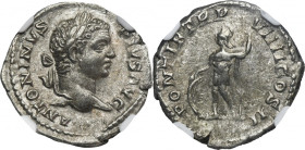 Roman Imperial, Caracalla, Denarius - NGC AU - ex. The Seven Hills Hoard