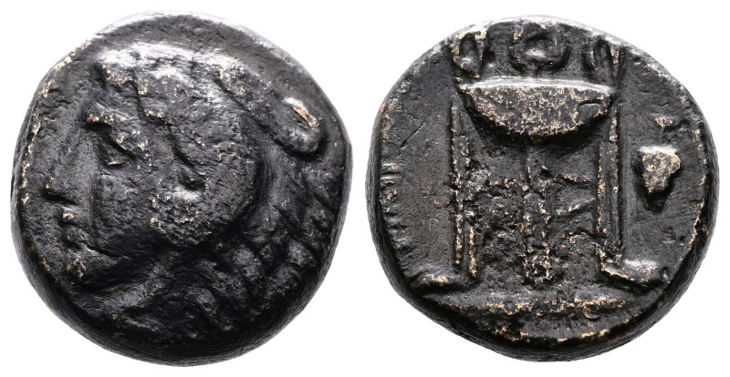 Macedon, Philippi, circa 356-345 BC. AE (15.5 mm, 6.90 g.). Head of Herakles lef...