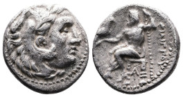 Macedon, Kings. Philip III Arridaeus, 323-317 BC. Magnesia ad Maeandrum mint, 323-319 BC. AR Drachm (16.2 mm, 4.12 g.). Head of Heracles right, wearin...