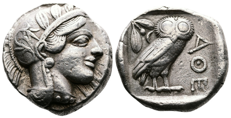 Attica. Athens, circa 470-454 BC. AR Tetradrachm (24.5 mm, 17.10 g). Helmeted he...