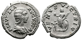 Plautilla, wife of Caracalla, 202-205. AR Denarius (19.2 mm, 3.29 g.), Rome mint. PLAVTILLA - AVGVSTA, draped bust to right. Rev. VENVS VICTRIX, Venus...