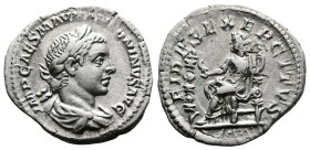Elagabalus, 218-222. AR Denarius (19.3 mm, 2.91 g.), Rome mint, AD 218. IMP CAES M AVR ANTONINVS AVG, laureate and draped bust to right. Rev. FIDES EX...