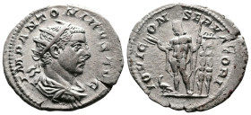 Elagabalus, 218-222. AR Antoninianus (23.2 mm, 4.74 g.), Rome mint.  IMP ANTONINVS AVG, radiate and draped bust right. Rev. IOVI CONSERVATORI, Jupiter...