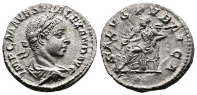Severus Alexander, 222-235. AR Denarius (18.7 mm, 3.12 g), Rome mint, AD 222. IMP C M AVR SEV ALEXAND AVG, laureate, draped and cuirassed bust of Seve...