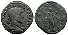 Maximinus I Thrax, 235-238. AE Sestertius (29.9 mm, 18.47 g.), Rome mint, ca. 236-238 AD. IMP MAXIMINVS PIVS AVG, laureate, draped and cuirassed bust ...