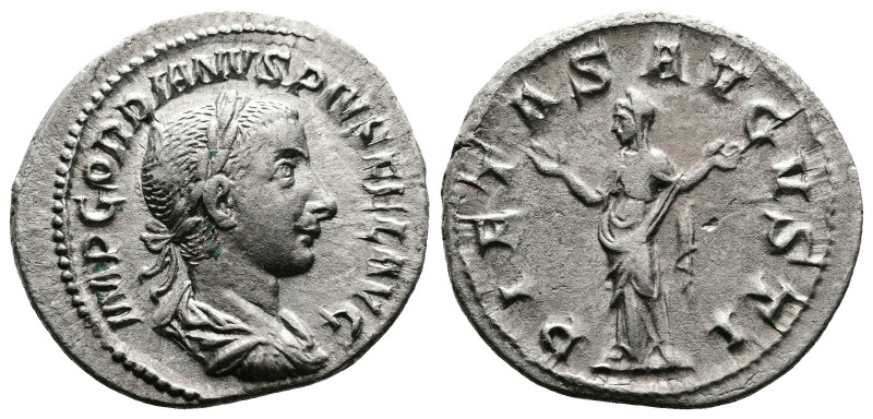 Gordian III, 238-244. AR Denarius (20.3 mm, 3.08 g.), Rome mint, summer 240. IMP...