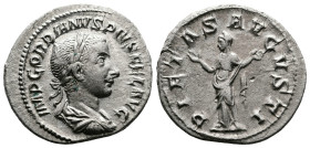 Gordian III, 238-244. AR Denarius (20.3 mm, 3.08 g.), Rome mint, summer 240. IMP GORDIANVS PIVS FEL AVG, laureate, draped and cuirassed bust of Gordia...