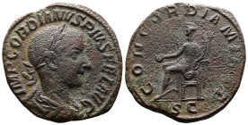 Gordian III, 238-244. AE Sestertius (28.8 mm, 17.73 g.), Rome mint, AD 240. IMP GORDIANVS PIVS FEL AVG, laureate, draped and cuirassed bust right. Rev...
