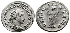 Philip I, 244-249. AR Antoninianus (22.5 mm, 4.39 g.), Rome mint, AD 245. IMP M IVL PHILIPPVS AVG, radiate, draped and cuirassed bust of Philippus I t...
