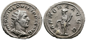 Philip I, 244-249. AR Antoninianus (23.3 mm, 3.81 g.), Rome mint, AD 246. IMP M IVL PHILIPPVS AVG, radiate, draped and cuirassed bust of Philippus I t...