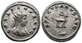 Gallien, 253-268. Silvered Bronze Antoninianus (20.8 mm, 4.00 g.), Antioch mint, AD 264-266. GALLIENVS AVG, radiate and draped bust of Gallienus to ri...