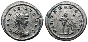 Gallien, 253-268. Silvered Bronze Antoninianus (22.8 mm, 3.51 g.), Antioch mint, AD 264. GALLIENVS AVG, radiate, draped and cuirassed bust of Gallienu...