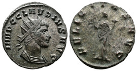 Claudius II, 268-270. Silvered Bronze Antoninianus (19.2 mm, 2.49 g.). Rome mint, AD 268-269. IMP C CLAVDIVS AVG, radiate, draped and cuirassed bust o...