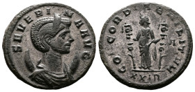 Severina (wife of Aurelian), 270-275. Silvered Bronze Antoninianus (21.6 mm, 3.85 g.), Rome mint, 11th issue, early – September 275 AD. SEVERINA AVG, ...
