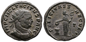 Tacitus, 275-276. Bronze Antoninianus (21.6 mm, 3.55 g.), Siscia mint, early 276 AD. IMP C M CL TACITVS P AVG, radiate, draped and cuirassed bust of T...