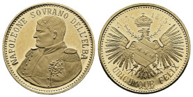 Napoleon, as a Governor of Elba. 1814-1815. Gold (750) Medal (22 mm, 5,10 g.). NAPOLEONE SOVRANO DELL'ELBA bust of Napoleon wearing a parade uniform t...