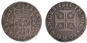 D.Pedro Príncipe Regente - Tostão 1681
D.Pedro Príncipe Regente - Tostão 1681, MBC, A.G:50.03, 4,53gr