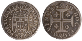 D.Pedro II - 1/2 Cruzado (200 Réis) 1683
D.Pedro II - 1/2 Cruzado (200 Réis) 1683, MBC, A.G:53.01, 7,96gr