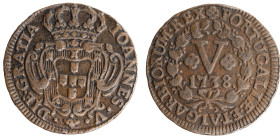 D.João V - V Réis 1738
D.João V - V Réis 1738, MBC+, A.G:19.08, 6,06gr