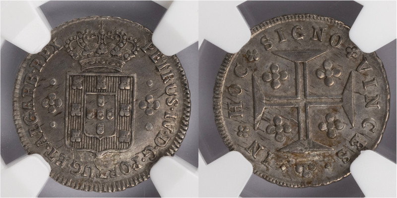 D.Pedro IV - 3 Vinténs, Rara 
D.Pedro IV - 3 Vinténs, Rara, NGC AU Details PLUG...