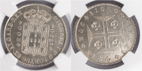 D.Miguel I - 1/2 Cruzado (200 Réis) 1830, Cruz Irradiada
D.Miguel I - 1/2 Cruzado (200 Réis) 1830, Cruz Irradiada, &nbsp; NGC MS63, A.G:10.05, 46,32g...