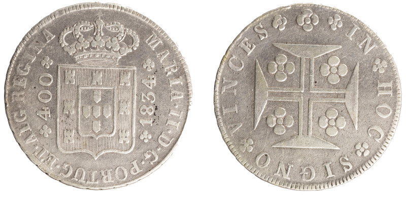 D.Maria II - Cruzado (400 Réis) 1834
D.Maria II - Cruzado (400 Réis) 1834, MBC,...