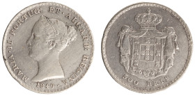D.Maria II - 500 Réis 1849
D.Maria II - 500 Réis 1849, MBC-, A.G:39.15, 14,65gr&nbsp;