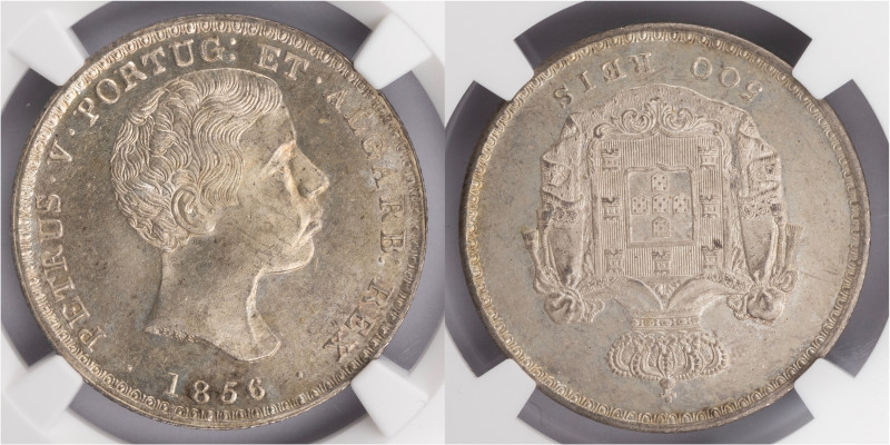 D.Pedro V - 500 Réis 1856
D.Pedro V - 500 Réis 1856, NGC MS64+, Excelente Estad...