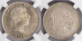 D.Pedro V - 500 Réis 1856
D.Pedro V - 500 Réis 1856, NGC MS64+, Excelente Estado de Conservação, A.G:07.02
