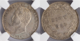 D.Luis I - 100 Réis 1874
D.Luis I - 100 Réis 1874, NGC MS62, A.G:09.08
